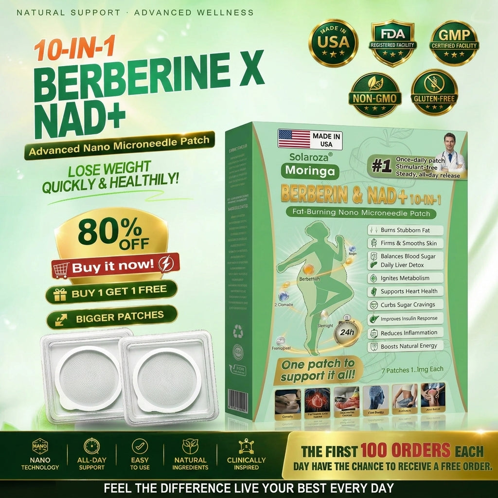 𝑶𝒇𝒇𝒊𝒄𝒊𝒂𝒍 𝑺𝒕𝒐𝒓𝒆 🇺🇸 | 🏆️Solaroza® Moringa · Berberine × NAD+ Advanced Nano Microneedle Patch 10-in-1 US (Just once a day, visible changes in 7 days) ✅ For obesity, loose skin, diabetes, sleep apnea, joint issues, and more.
